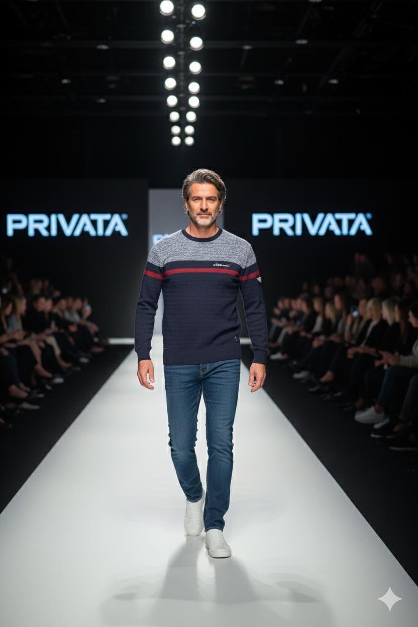 Jersey Privata Hombre – Punto Premium 100% Algodón con Franjas y Detalle Bordado PRI2824