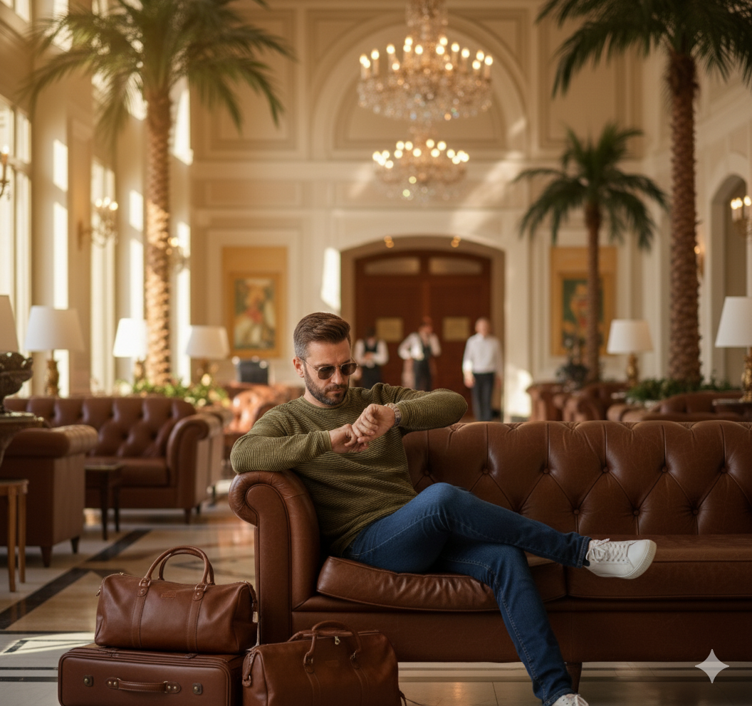 Jersey de Punto Estructurado 100% Algodón para Hombre | Suéter Casual Verde Militar/Caqui  PRI2823 KAKHY