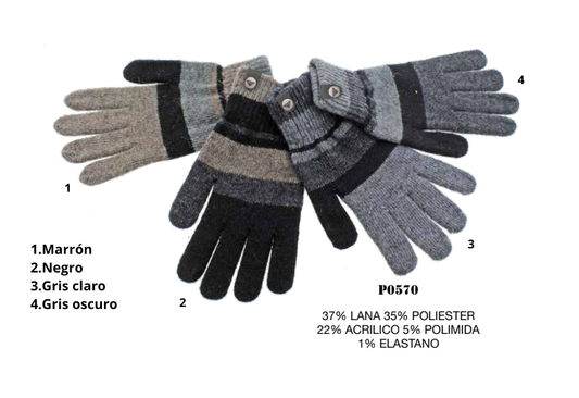 GUANTES UNISEX DE LANA CON RAYAS – MODELO P0570