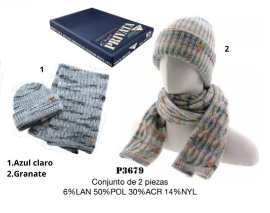 SET PRIVATA DE GORRO Y BUFANDA CON CAJA REGALO – MODELO P3679