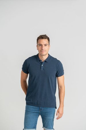 Polo piqué manga corta logo marino