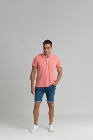 Polo piqué manga corta logo rosa