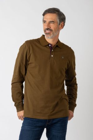 Polo algodón manga larga contraste