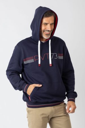 Sudadera con capucha con print marino