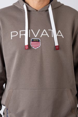 Sudadera con capucha con bordado marrón
