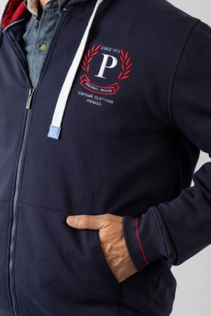 Sudadera con capucha con bordado marino