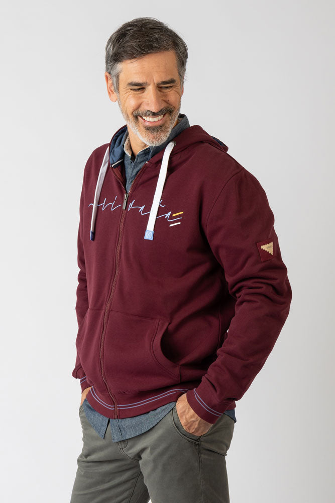 Sudadera con capucha con cremallera burdeos - Imagen 6