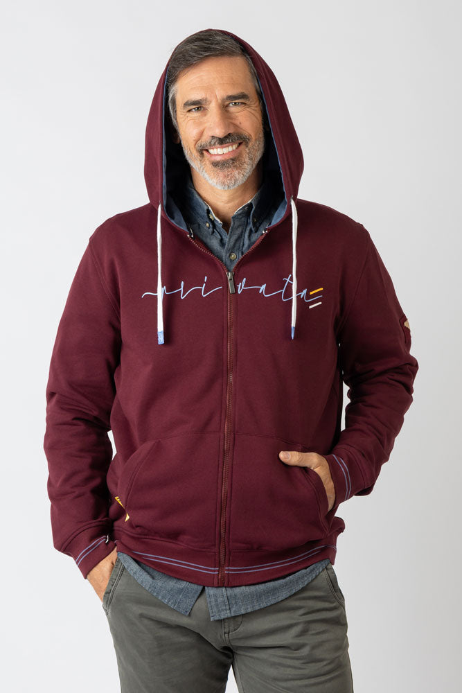 Sudadera con capucha con cremallera burdeos - Imagen 2