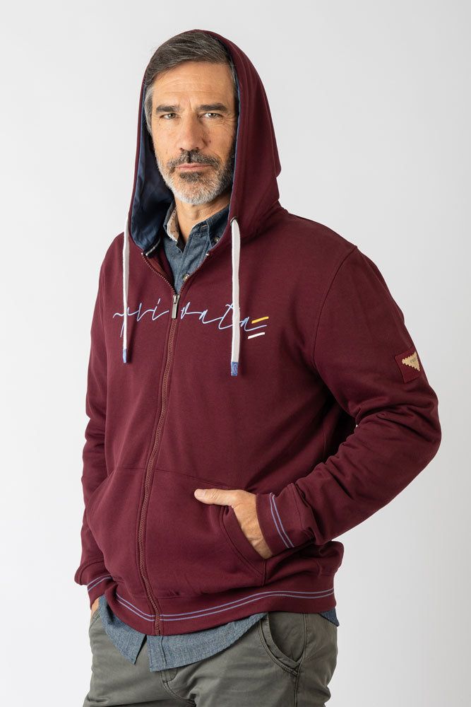 Sudadera con capucha con cremallera burdeos - Imagen 3