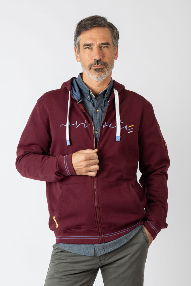 Sudadera con capucha con cremallera burdeos - Imagen 5
