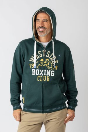 Sudadera con capucha con cremallera print verde