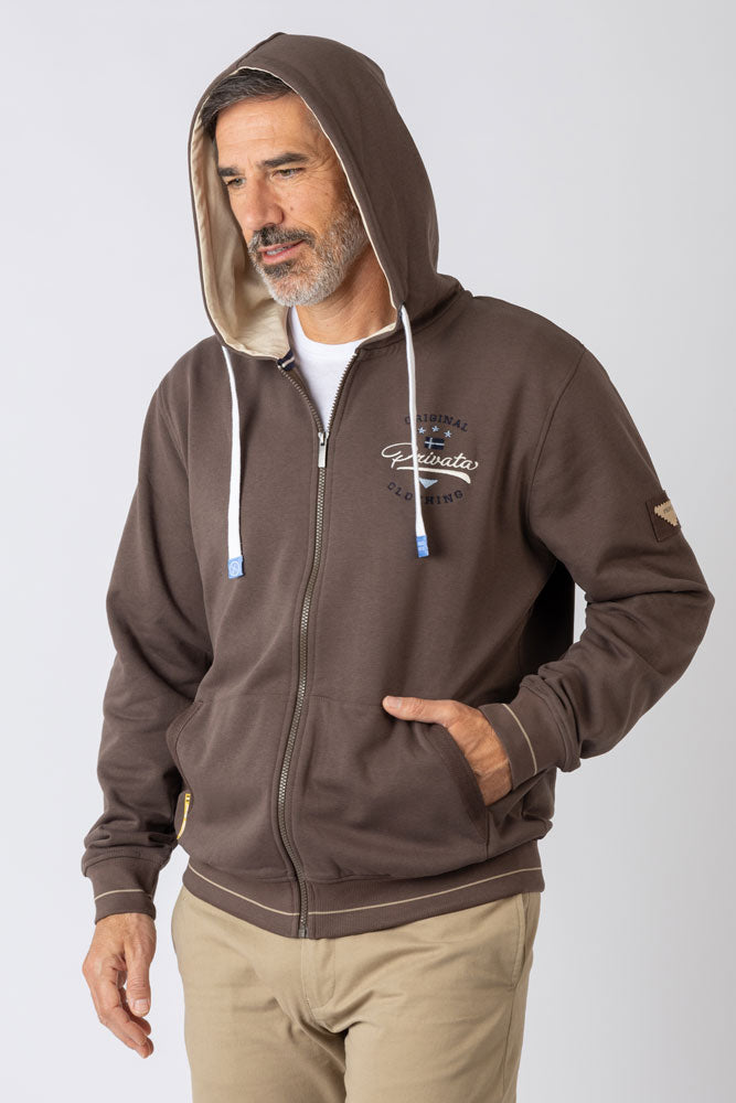 Sudadera con capucha con cremallera marrón - Imagen 2