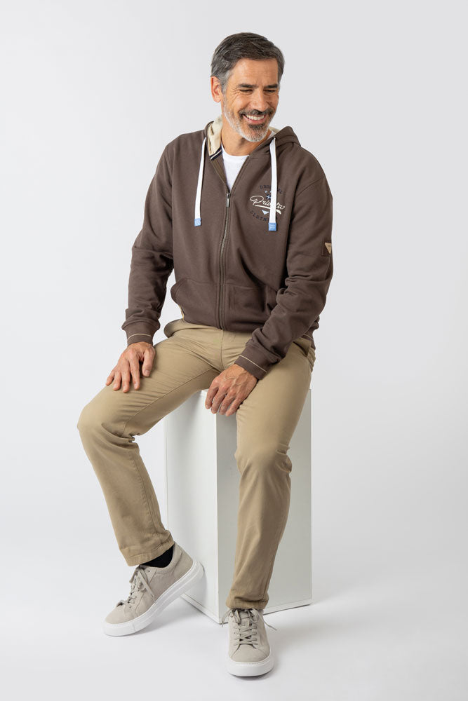 Sudadera con capucha con cremallera marrón - Imagen 6