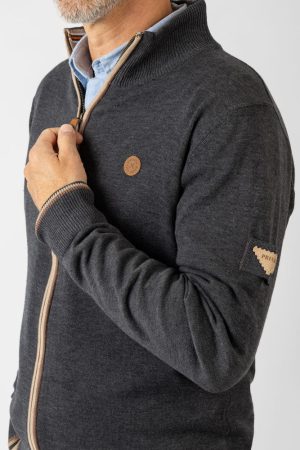 Jersey de punto con cremallera gris marengo
