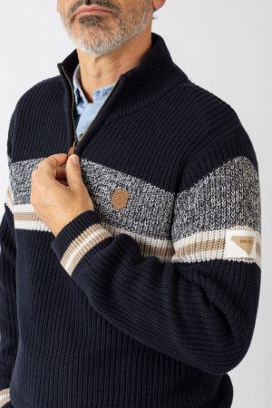 Jersey de punto con cremallera a rayas