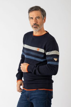 Jersey de punto cuello redondo contraste